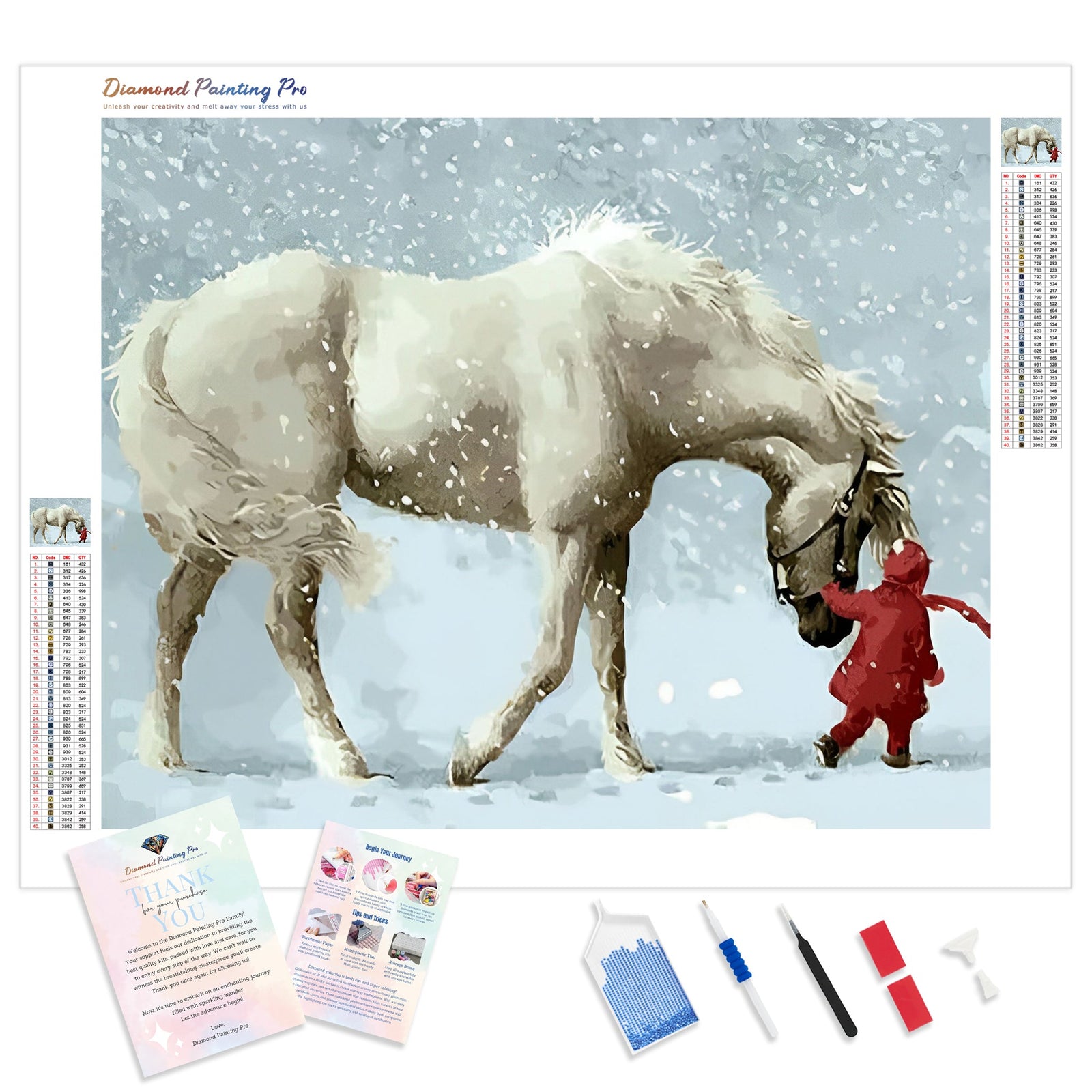 Snow Horse | Diamond Painting Kit - Full Drill - Square or Round Diamonds with AB Drills Option