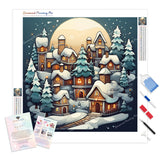 Festive Village Glow | Diamond Painting Kit - Full Drill - Square or Round Diamonds with AB Drills Option