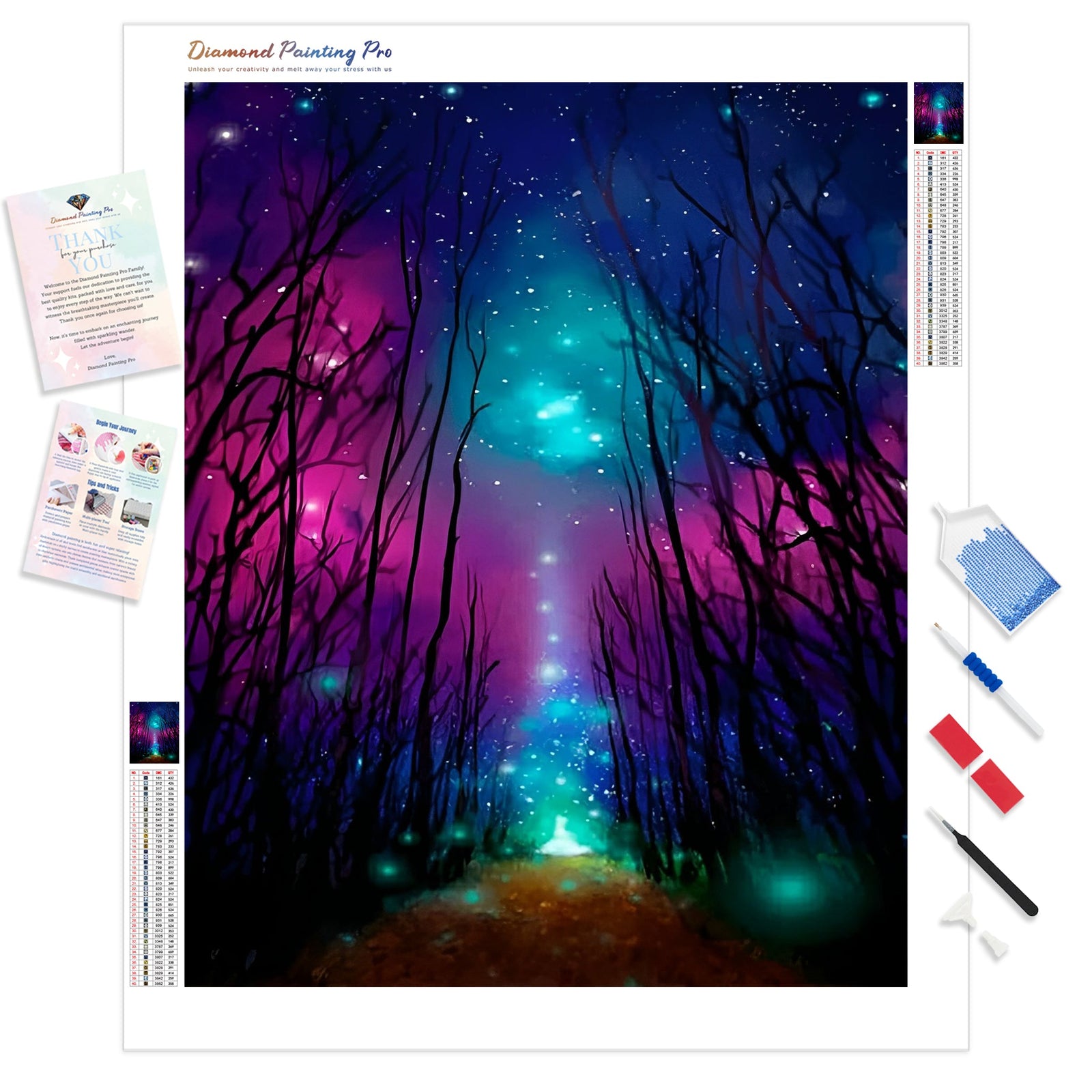 Fluorescent Forest | Diamond Painting Kit - Full Drill - Square or Round Diamonds with AB Drills Option