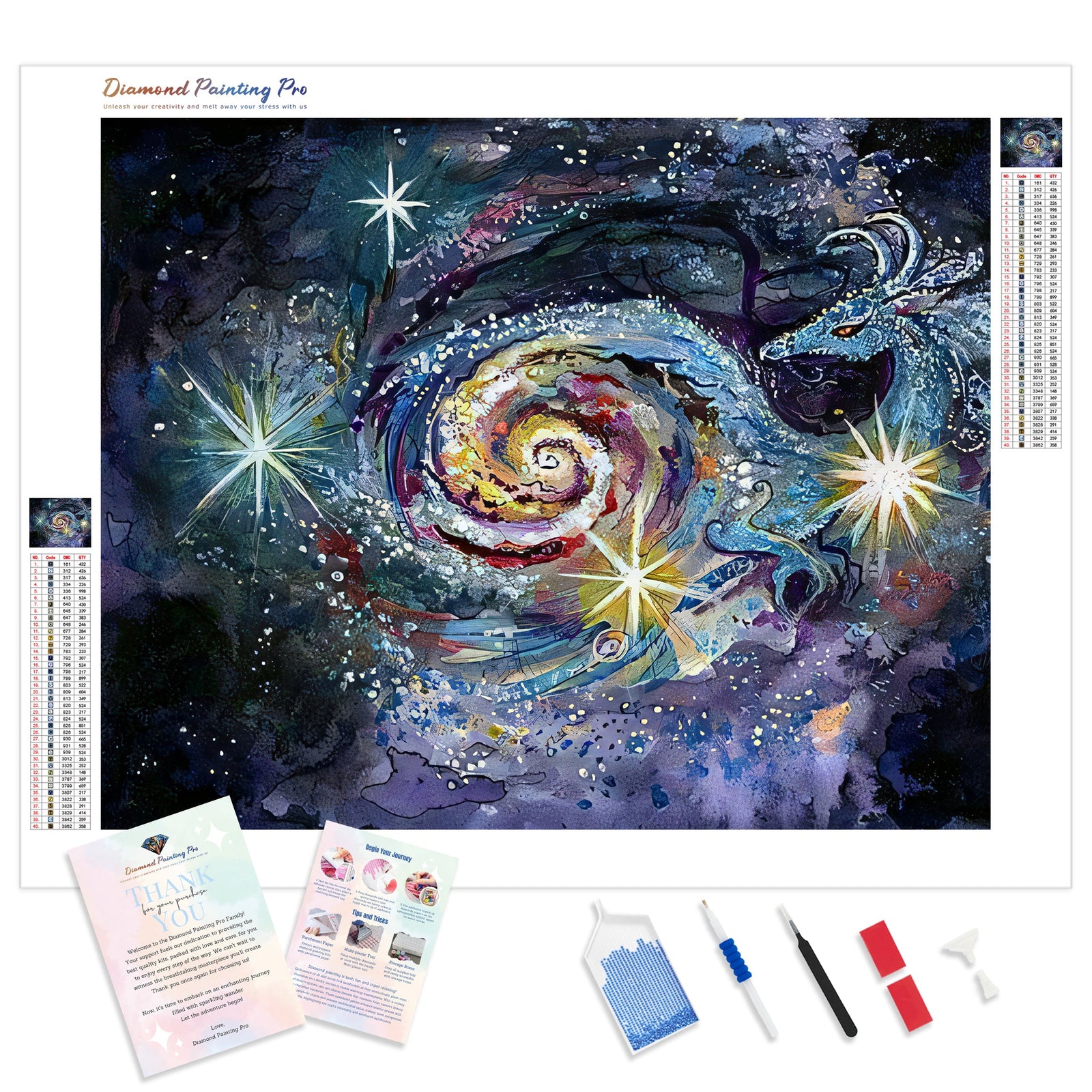 Galaxy Dragon | Diamond Painting Kit - Full Drill - Square or Round Diamonds with AB Drills Option