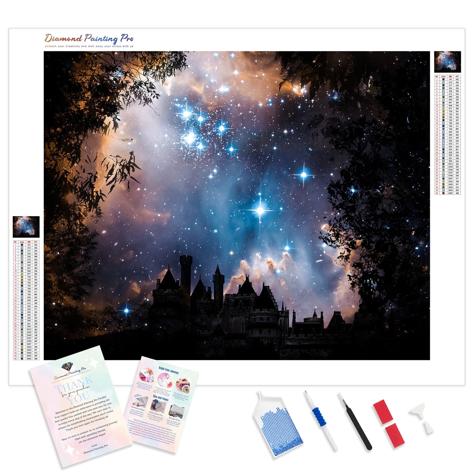 Starry Night Sky | Diamond Painting Kit - Full Drill - Square or Round Diamonds with AB Drills Option