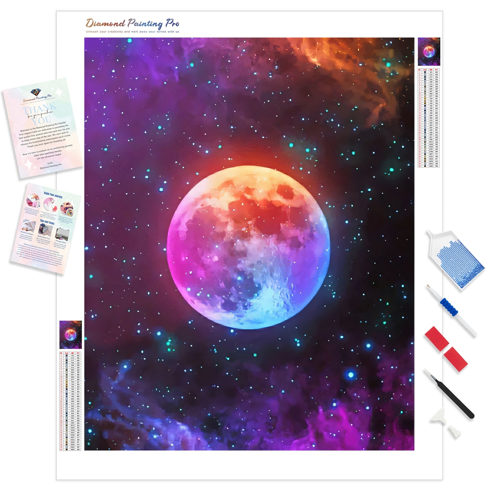 Galaxy Moon | Diamond Painting Kit - Full Drill - Square or Round Diamonds with AB Drills Option