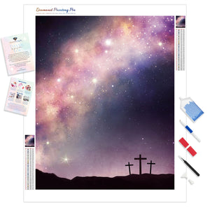 Three Crosses Under the Milky Way | Diamond Painting