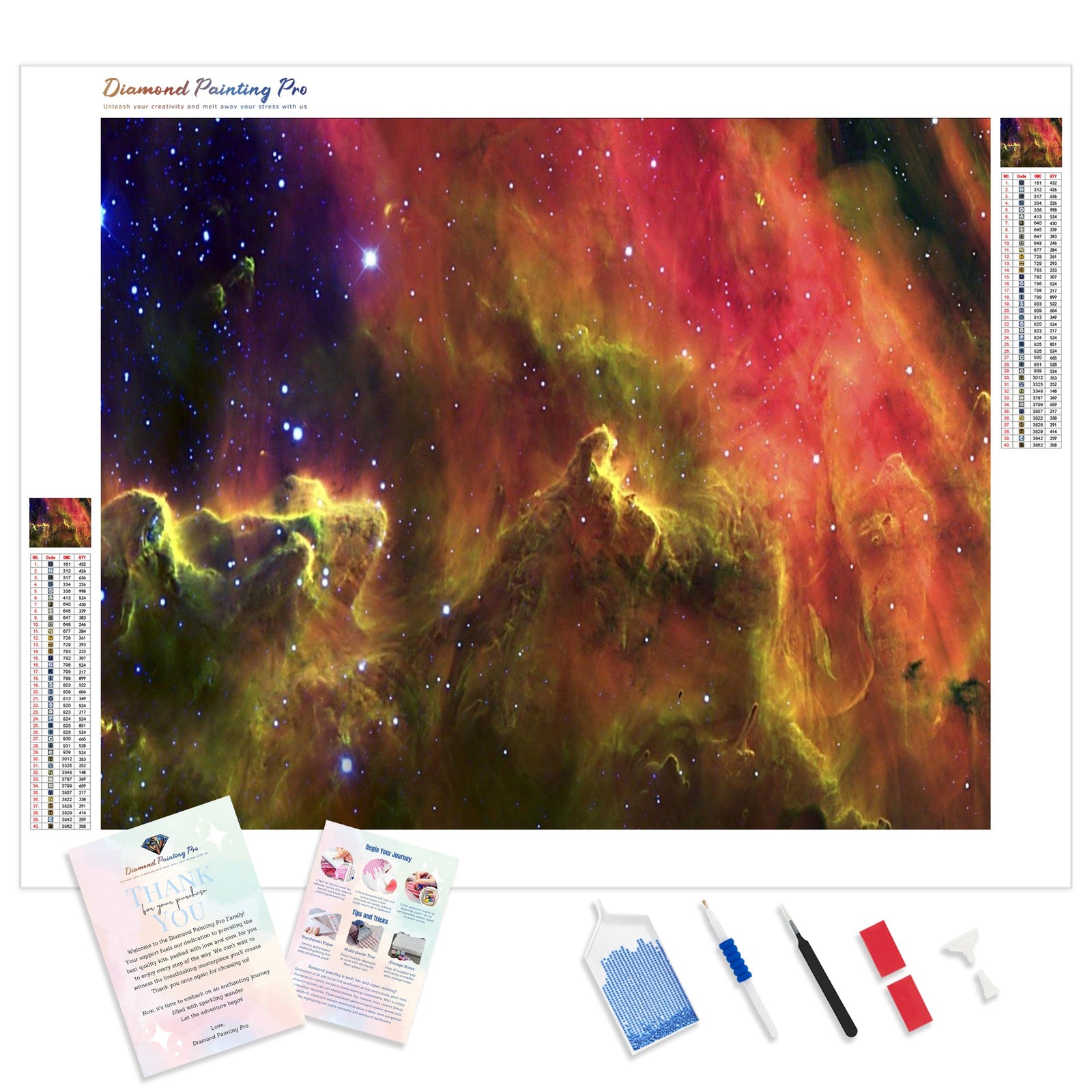 Hubble Space Nebula | Diamond Painting Kit - Full Drill - Square or Round Diamonds with AB Drills Option