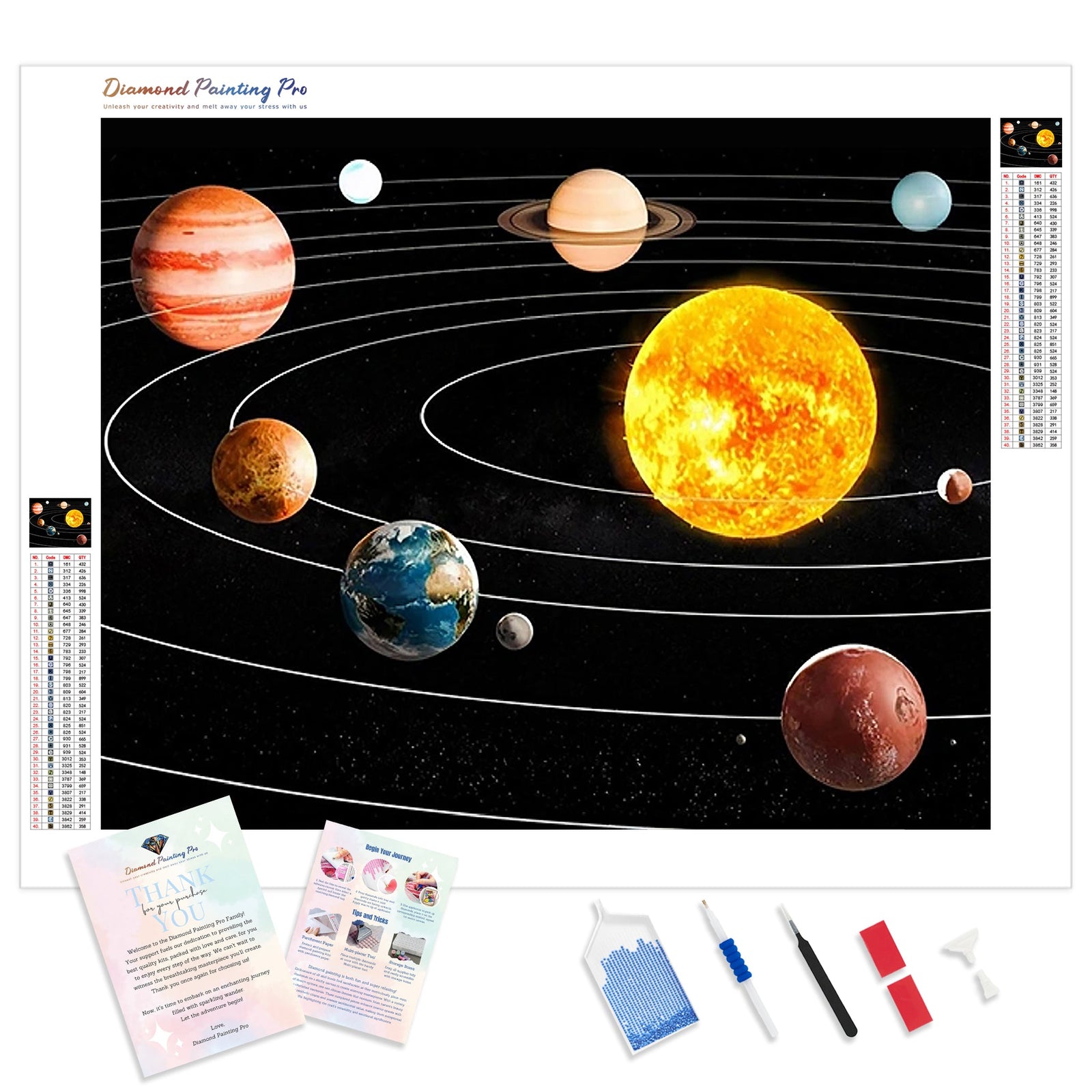 Solar System Galaxy | Diamond Painting Kit - Full Drill - Square or Round Diamonds with AB Drills Option