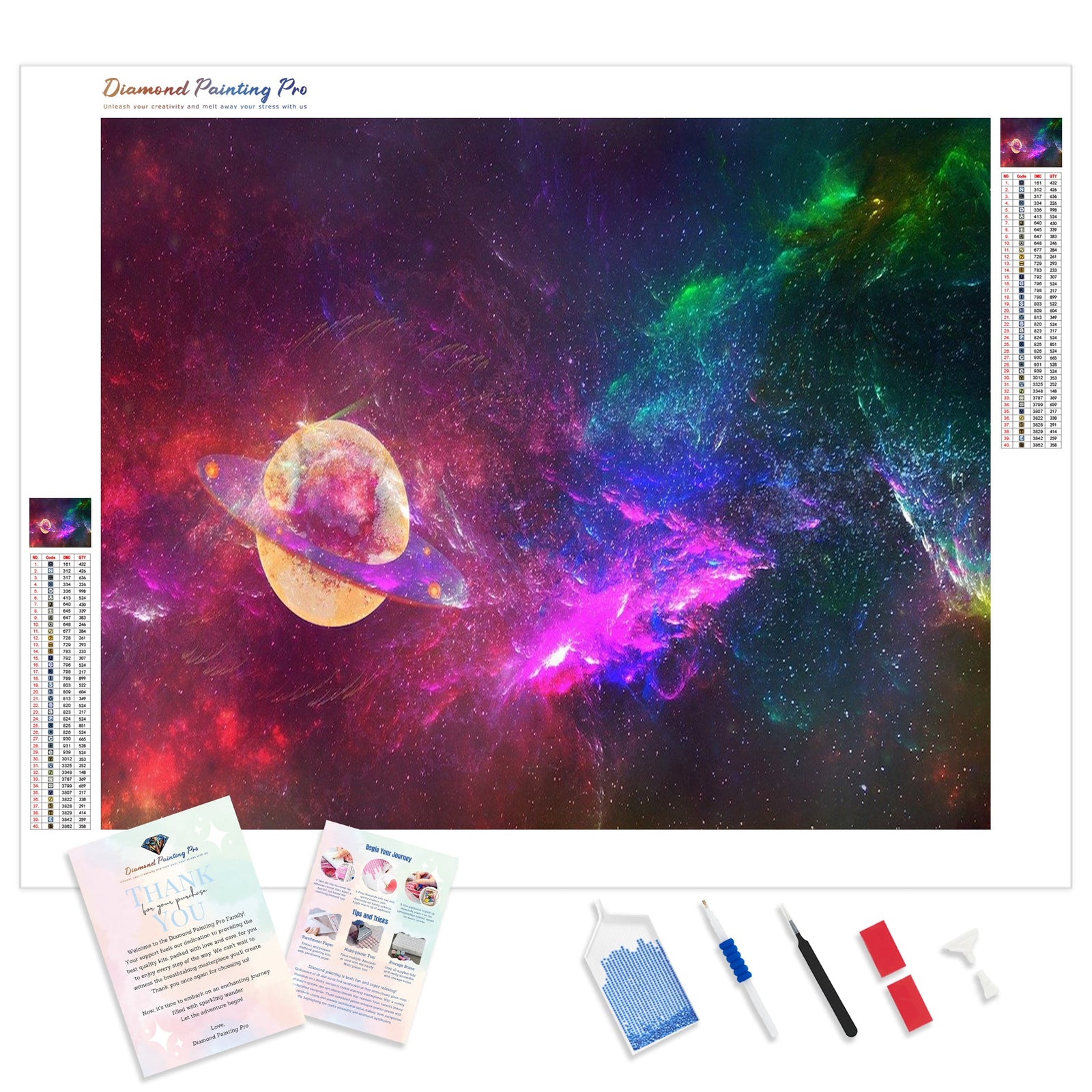 Colorful Space | Diamond Painting Kit - Full Drill - Square or Round Diamonds with AB Drills Option