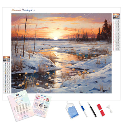 Snowy Creek Dawn | Diamond Painting Kit - Full Drill - Square or Round Diamonds with AB Drills Option