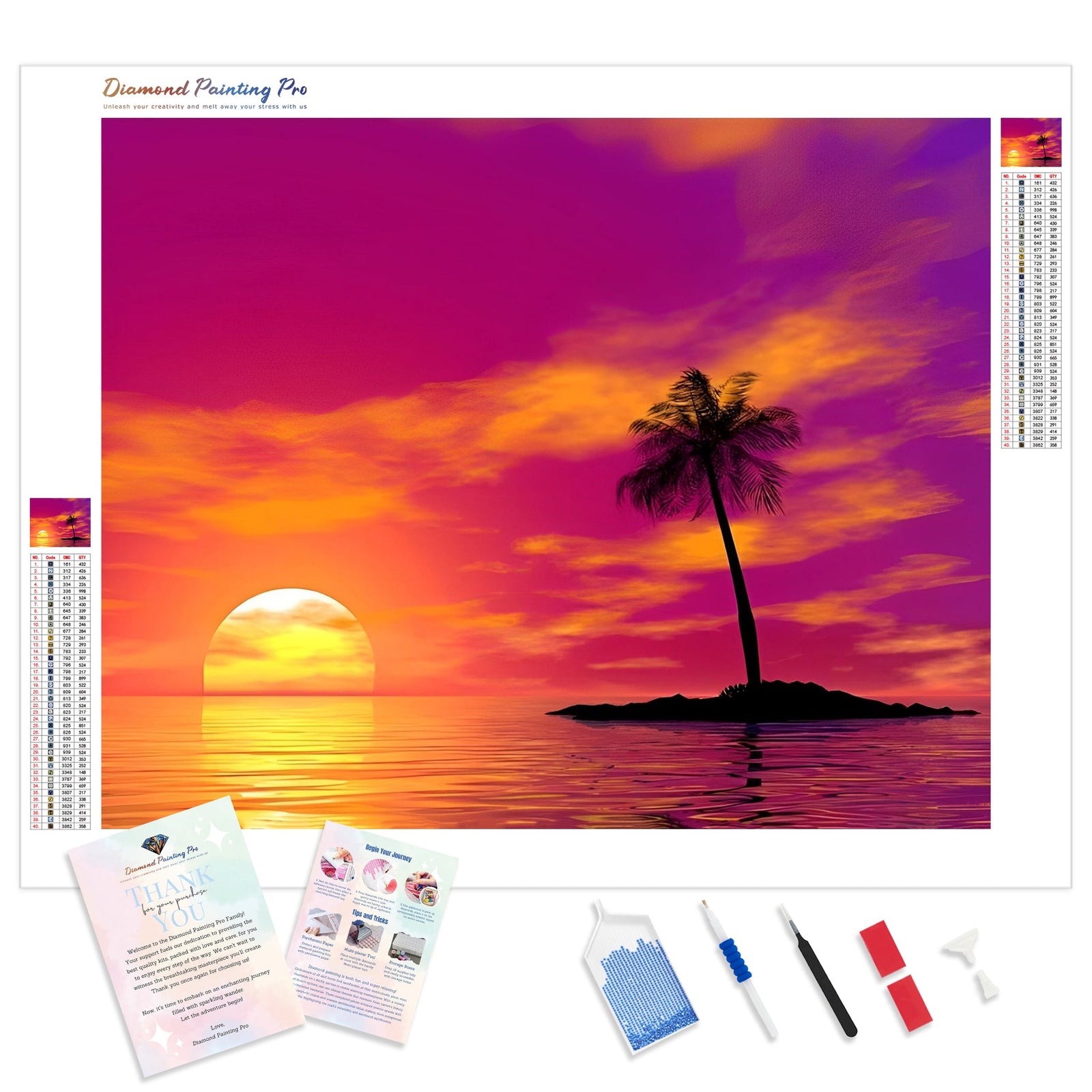 Sunset Island | Diamond Painting Kit - Full Drill - Square or Round Diamonds with AB Drills Option