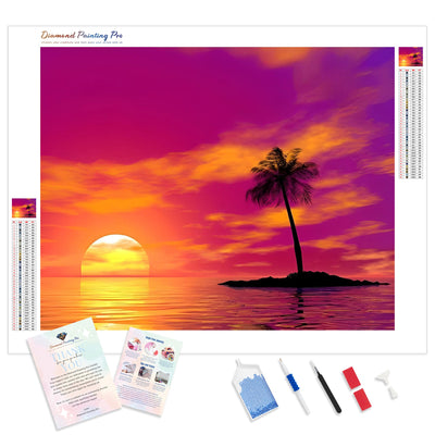 Sunset Island | Diamond Painting Kit - Full Drill - Square or Round Diamonds with AB Drills Option