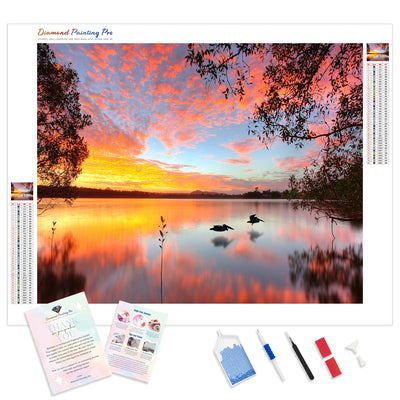 Sunset on the Lake | Diamond Painting Kit - Full Drill - Square or Round Diamonds with AB Drills Option