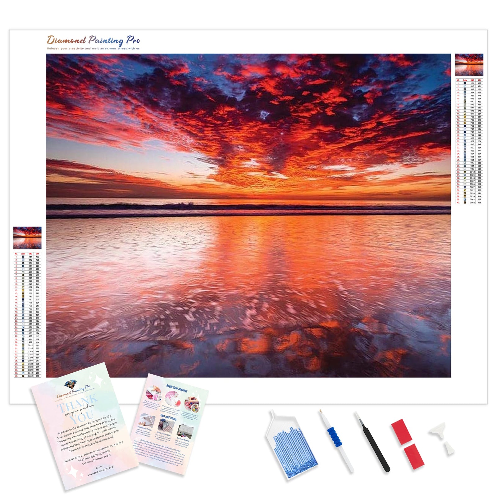 Sunset over the Channel | Diamond Painting Kit - Full Drill - Square or Round Diamonds with AB Drills Option