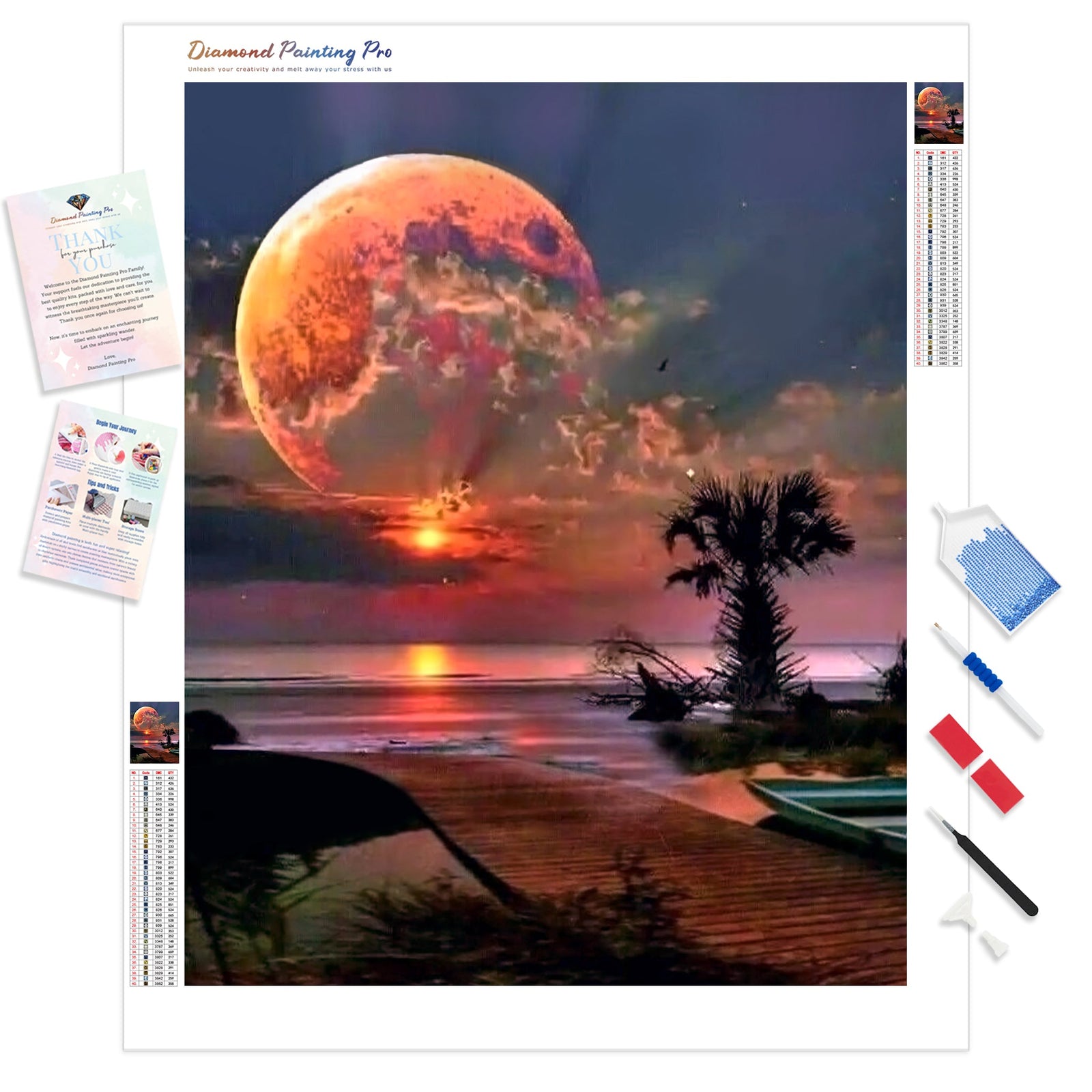 Half Moon Sunset | Diamond Painting Kit - Full Drill - Square or Round Diamonds with AB Drills Option