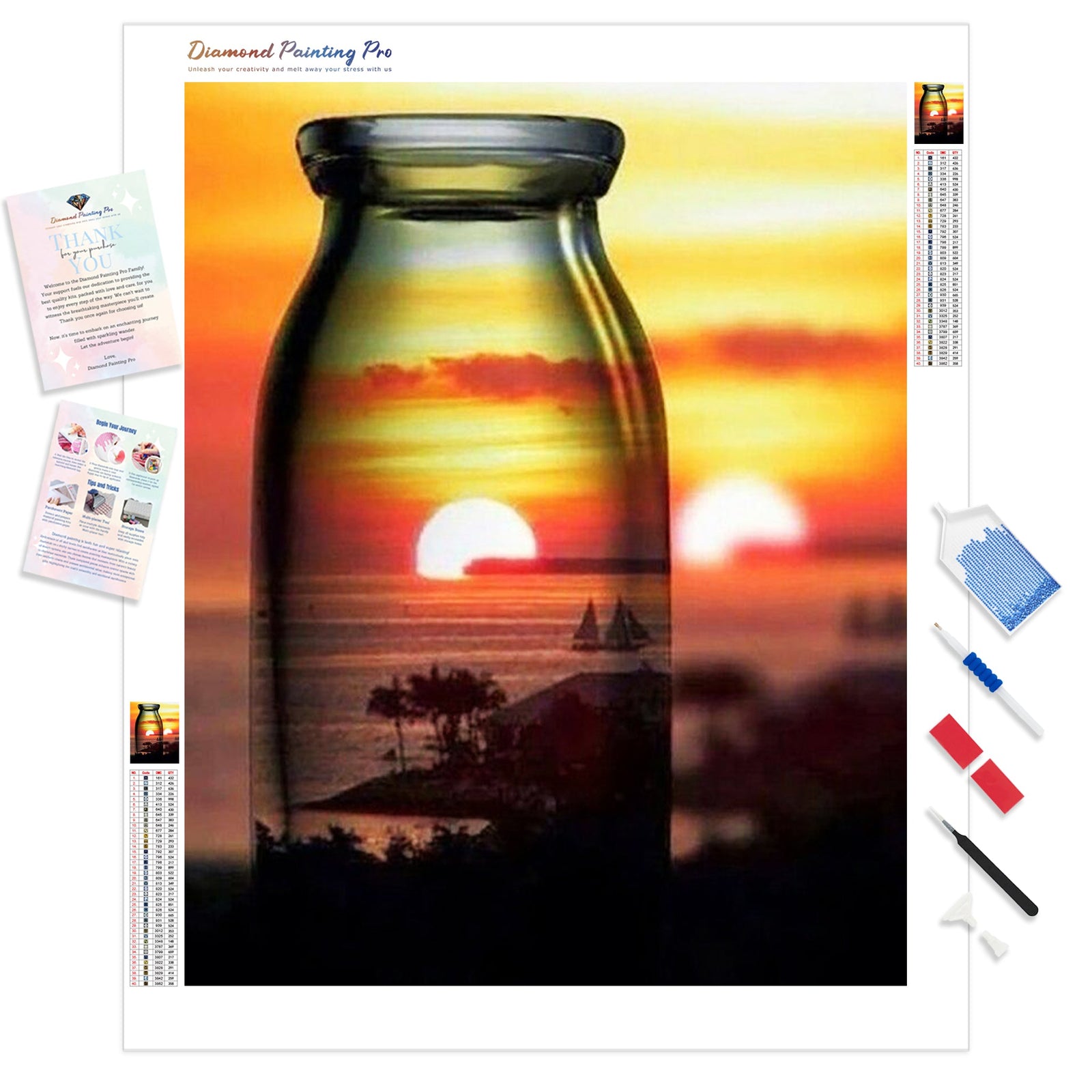 Bottled Sunset | Diamond Painting Kit - Full Drill - Square or Round Diamonds with AB Drills Option