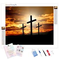 Crosses at Sunset on the Hill | Diamond Painting