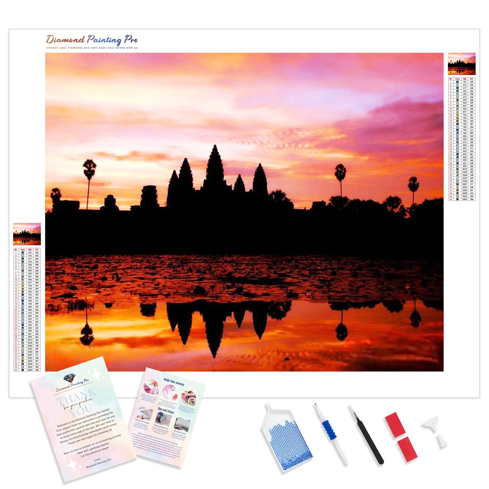 Angkok Wat Sunset | Diamond Painting Kit - Full Drill - Square or Round Diamonds with AB Drills Option