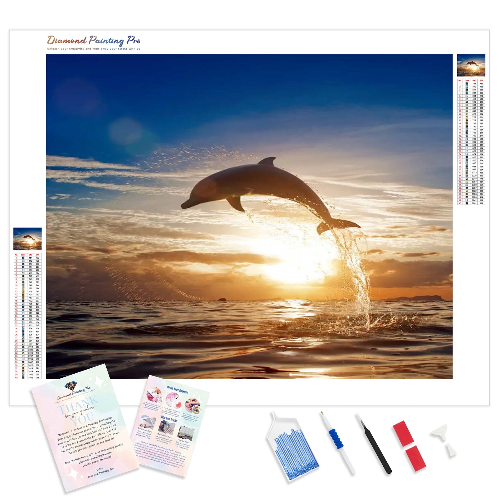 Jumping Dolphin | Diamond Painting Kit - Full Drill - Square or Round Diamonds with AB Drills Option