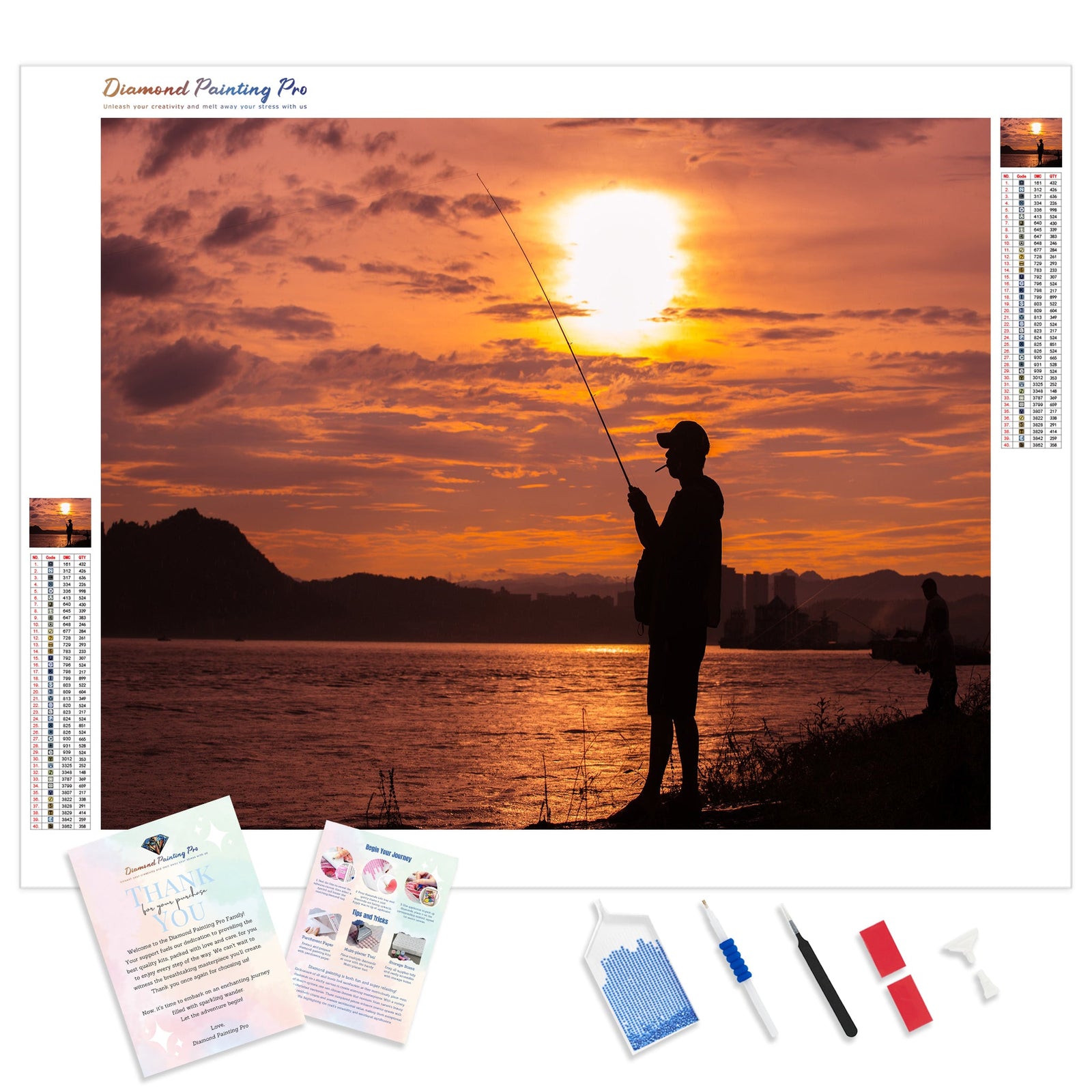 Fishing in the Sunset | Diamond Painting Kit - Full Drill - Square or Round Diamonds with AB Drills Option