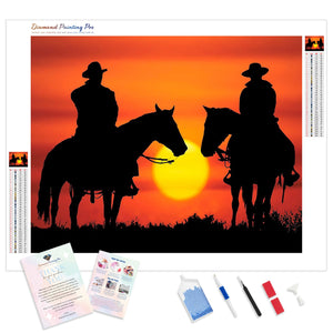 Cowboys Silhouette Sunset | Diamond Painting