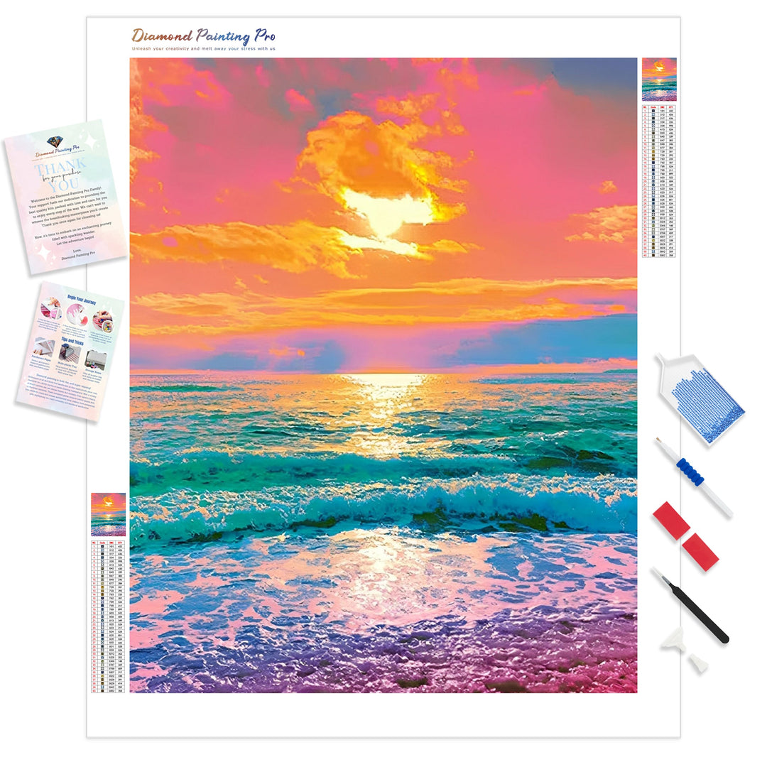 Vibrant Beachside Sunset | Diamond Painting