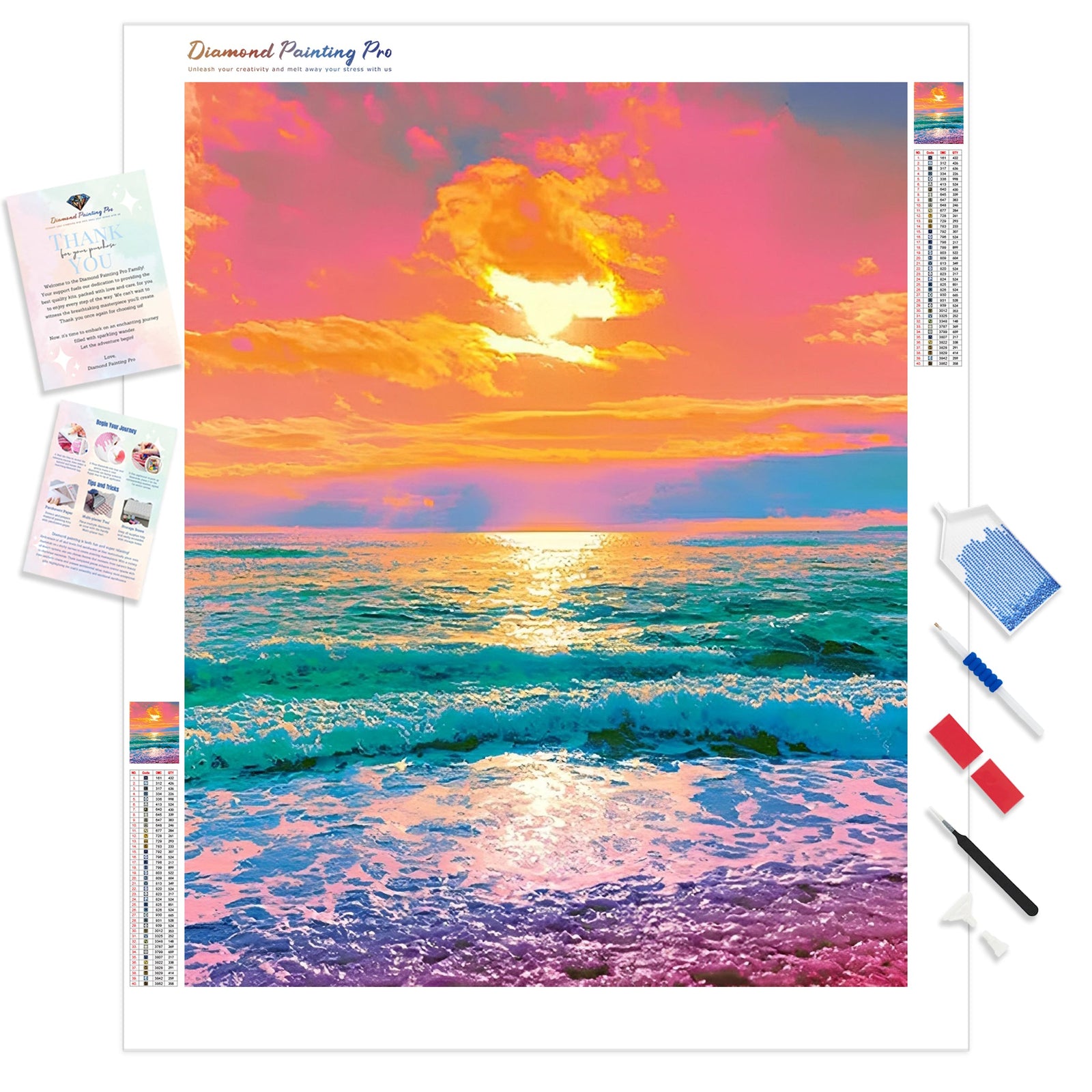 Vibrant Beachside Sunset | Diamond Painting Kit - Full Drill - Square or Round Diamonds with AB Drills Option