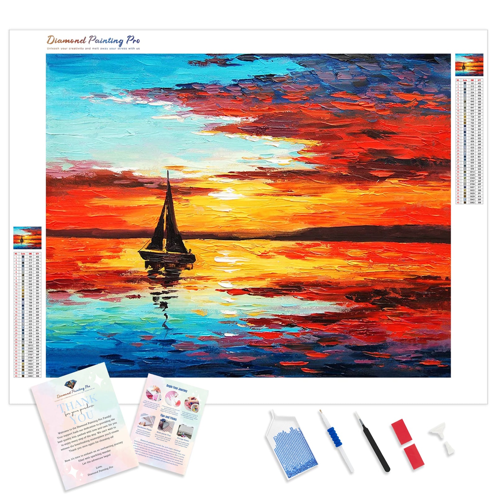 Sunset Sailboat | Diamond Painting Kit - Full Drill - Square or Round Diamonds with AB Drills Option