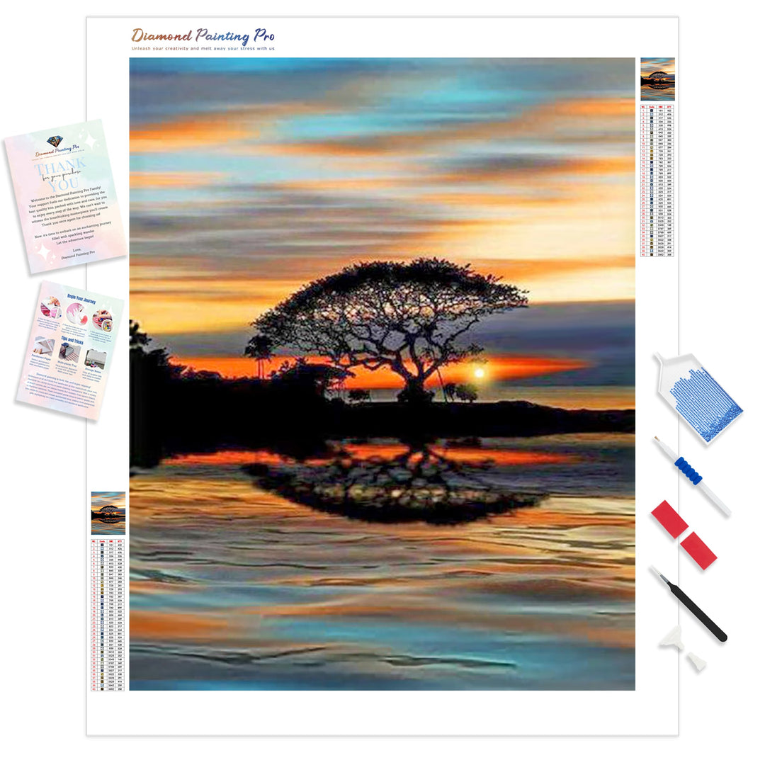 Tree Silhouette Sunset | Diamond Painting