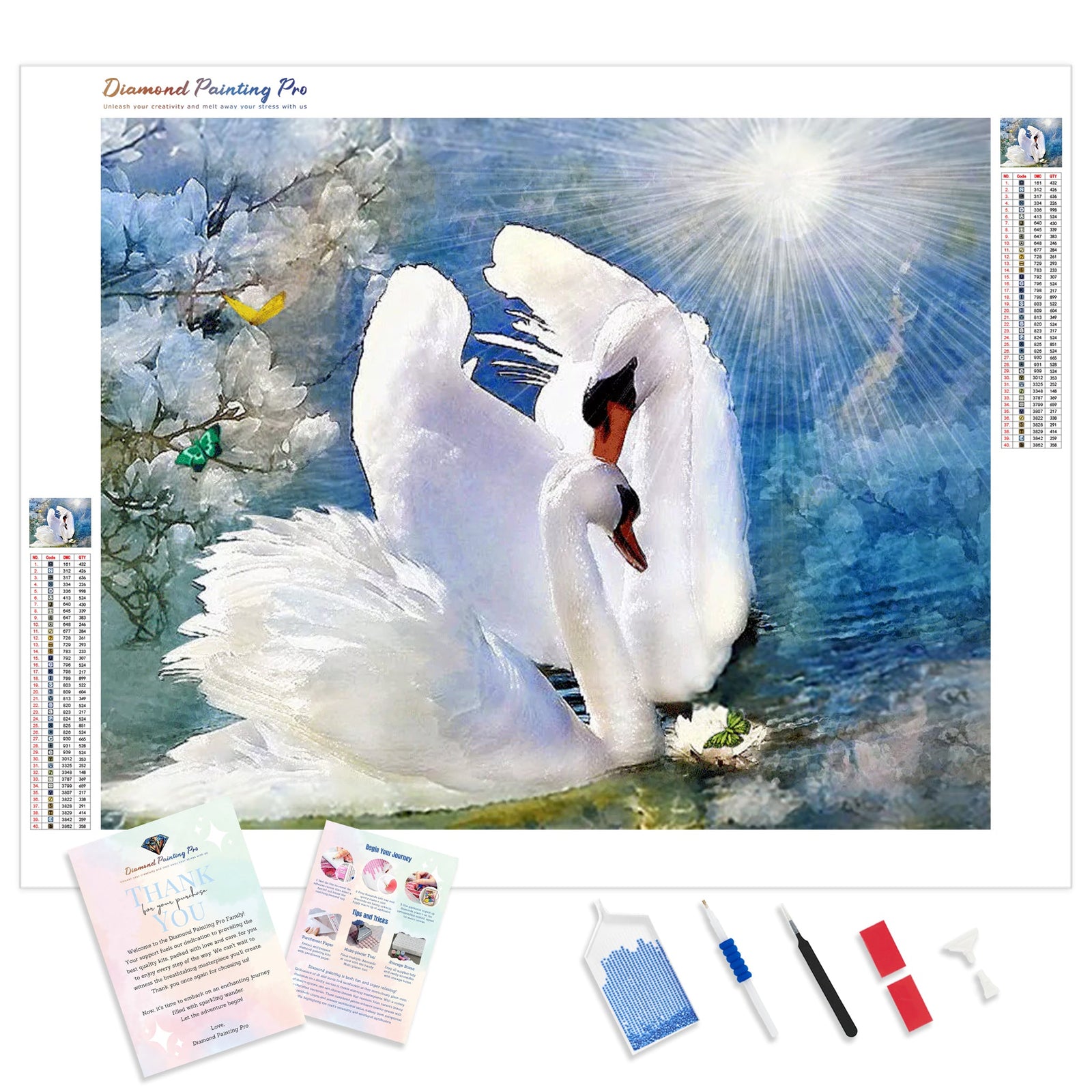 Swans Dreamy Embrace | Diamond Painting Kit - Full Drill - Square or Round Diamonds with AB Drills Option