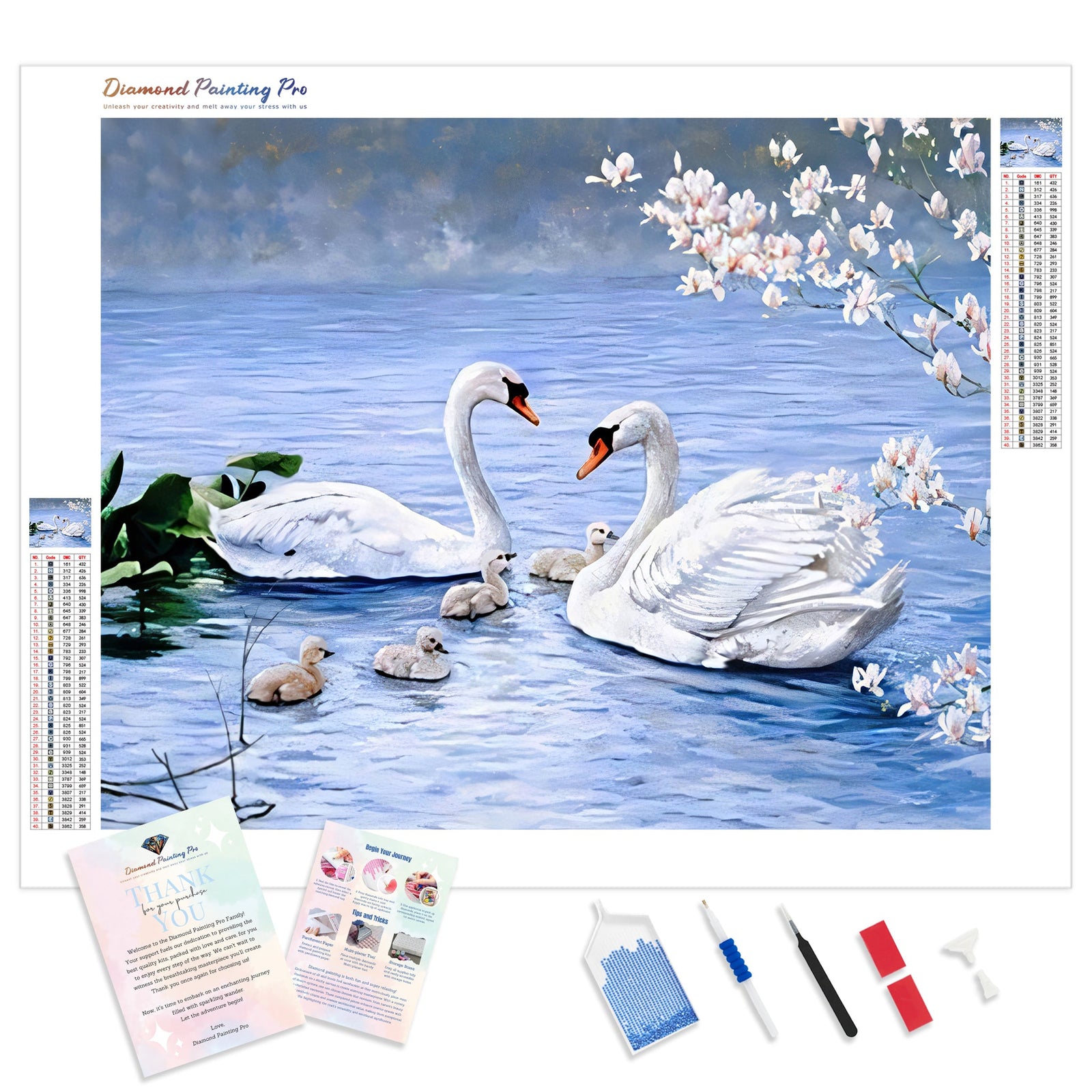 Swans | Diamond Painting Kit - Full Drill - Square or Round Diamonds with AB Drills Option