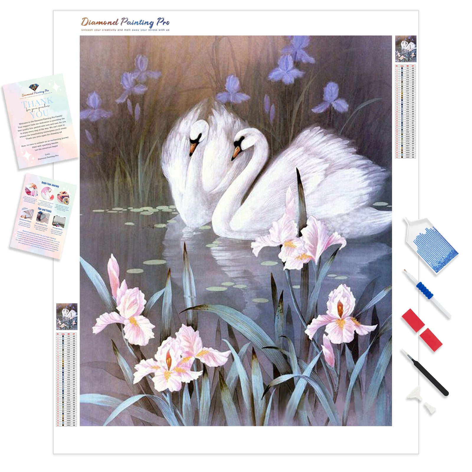 Swans Twilight Ballet | Diamond Painting Kit - Full Drill - Square or Round Diamonds with AB Drills Option