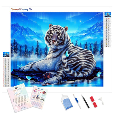 Aurora White Tiger | Diamond Painting Kit - Full Drill - Square or Round Diamonds with AB Drills Option