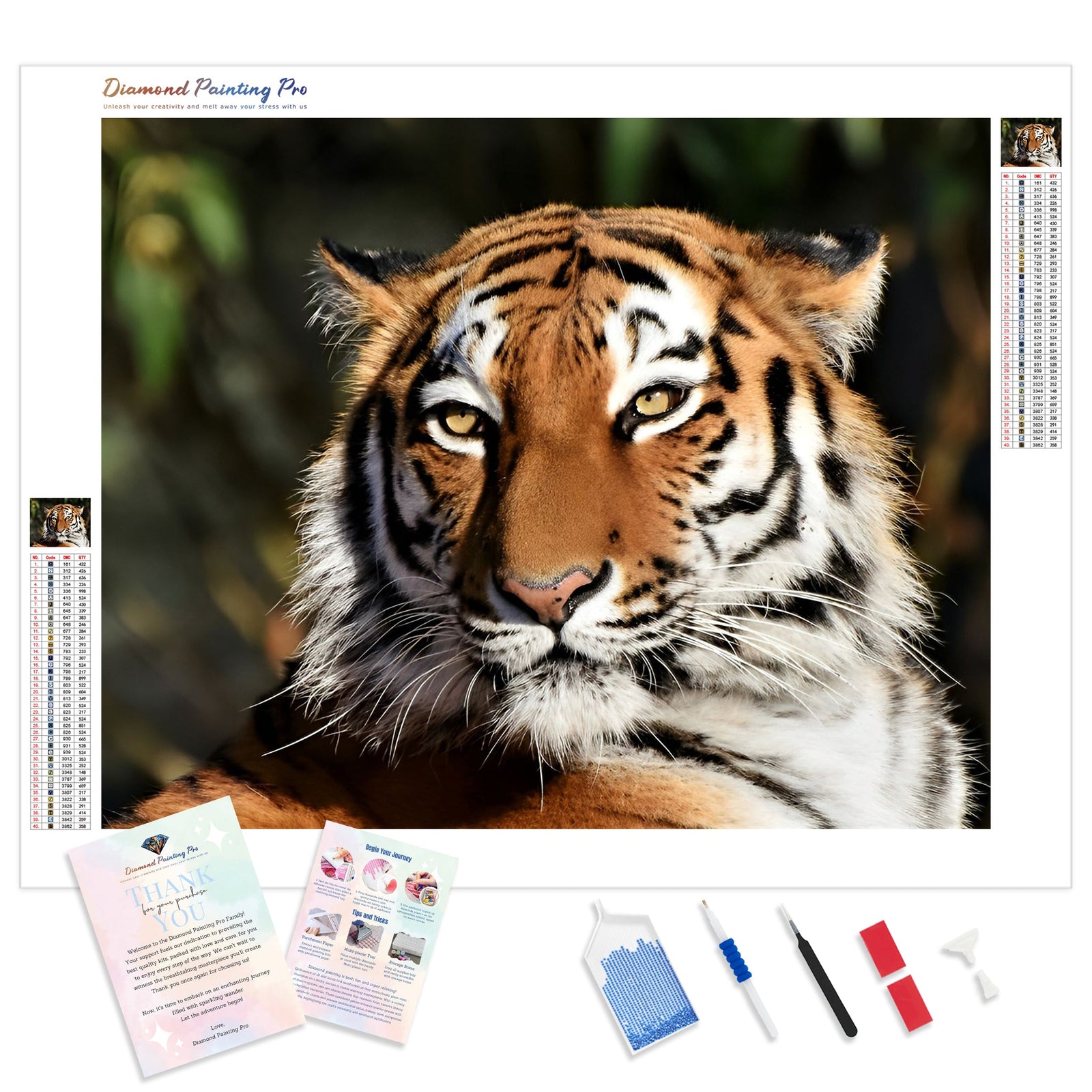 Tiger Spirit | Diamond Painting Kit - Full Drill - Square or Round Diamonds with AB Drills Option