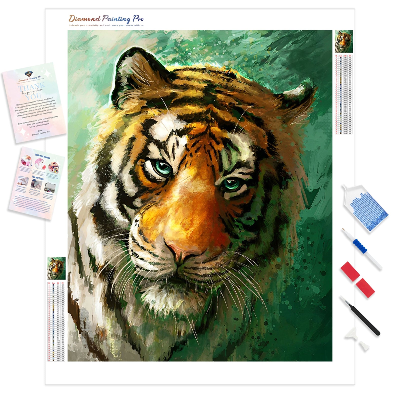 Tiger Vividness | Diamond Painting Kit - Full Drill - Square or Round Diamonds with AB Drills Option