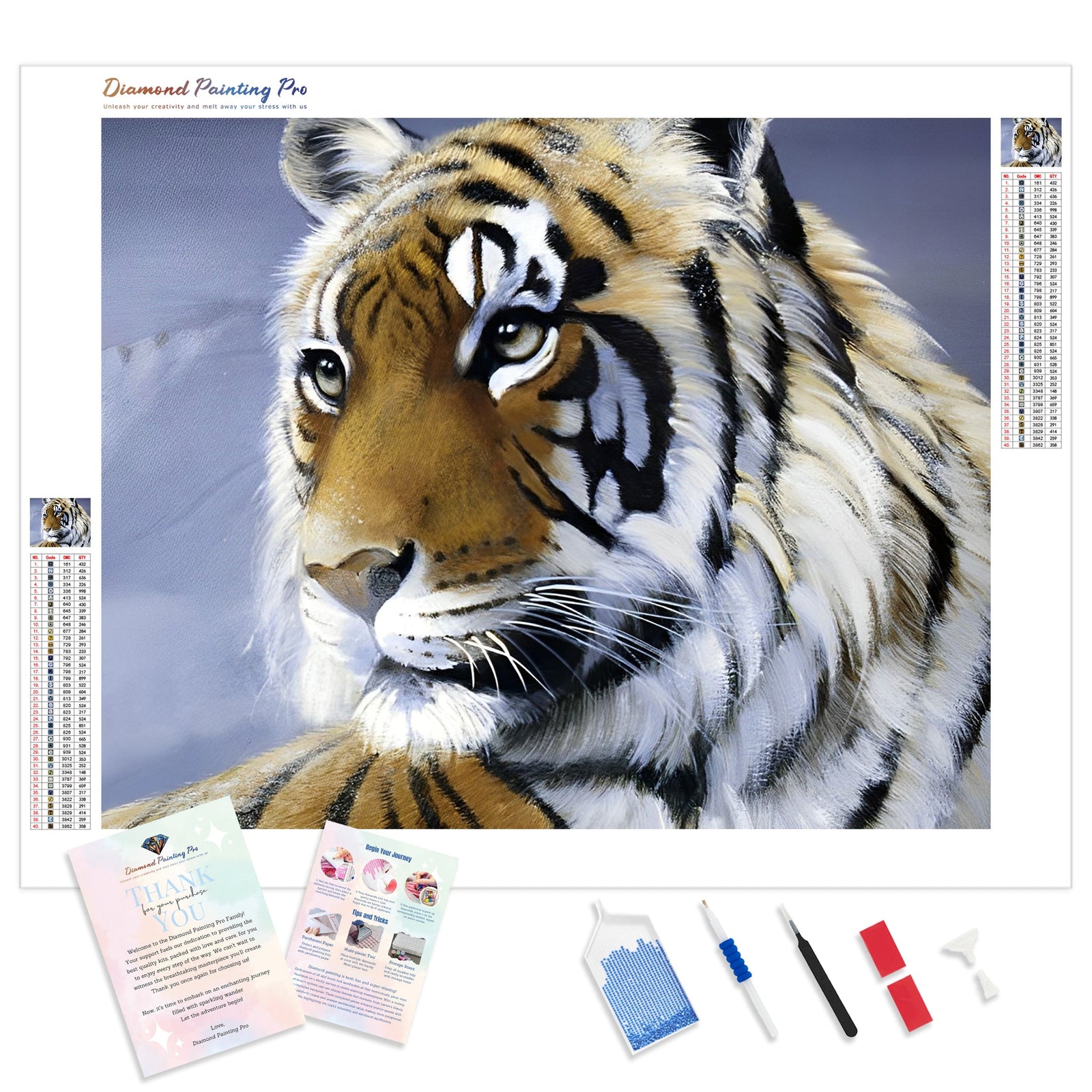 Tiger Elegance | Diamond Painting Kit - Full Drill - Square or Round Diamonds with AB Drills Option