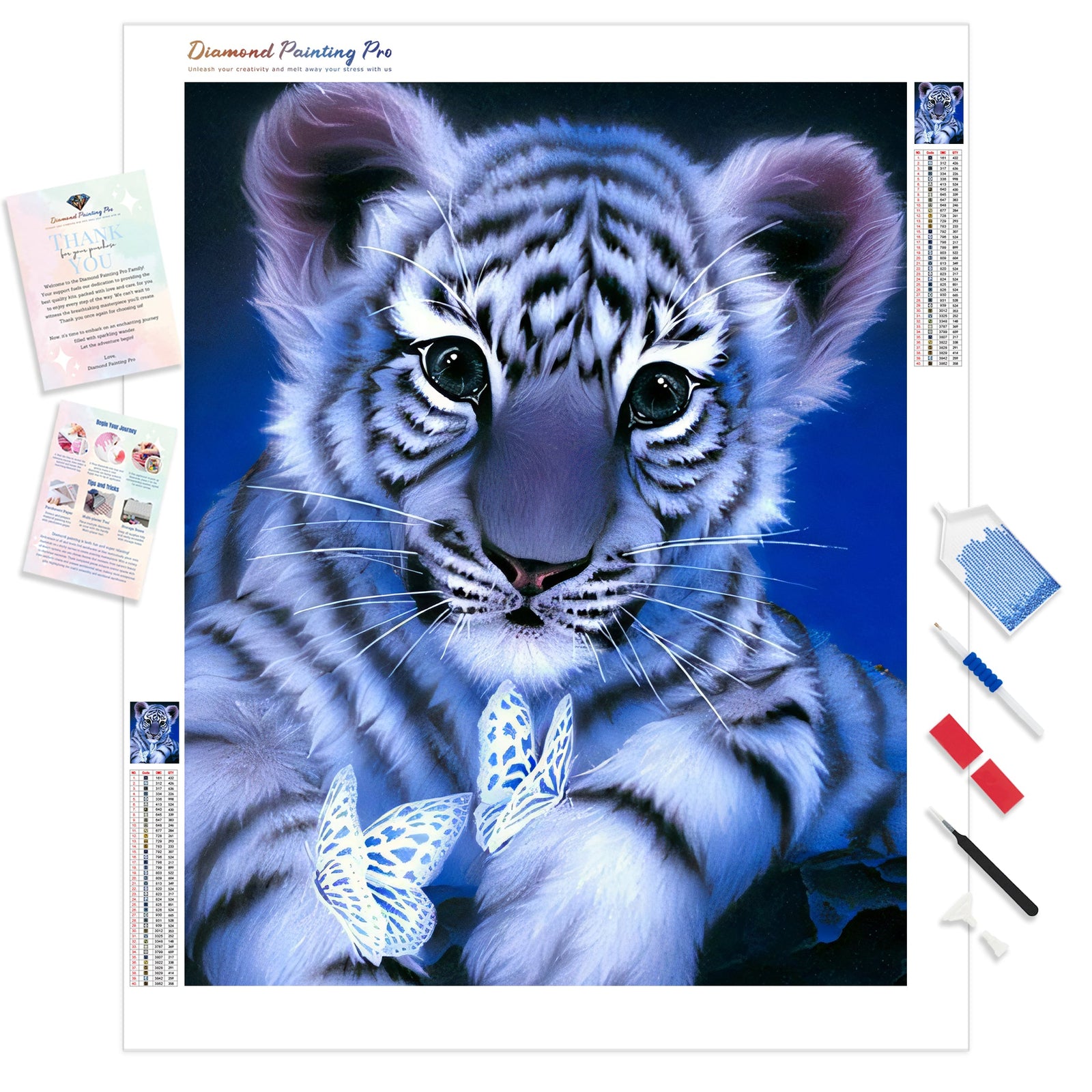 Lion Cub with Butterflies | Diamond Painting Kit - Full Drill - Square or Round Diamonds with AB Drills Option