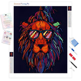 Lion Hipster | Diamond Painting Kit - Full Drill - Square or Round Diamonds with AB Drills Option