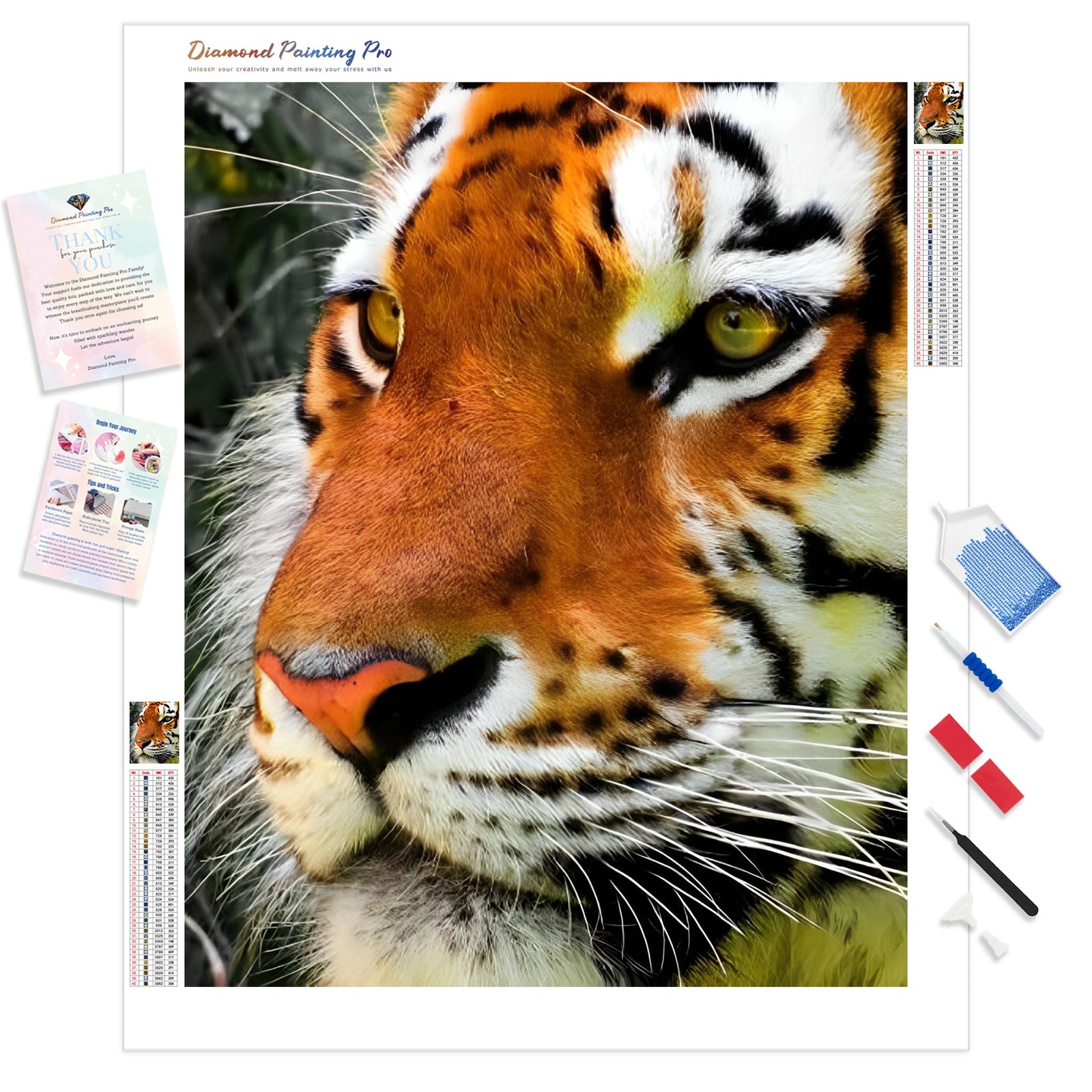 Pensive Tiger | Diamond Painting Kit - Full Drill - Square or Round Diamonds with AB Drills Option