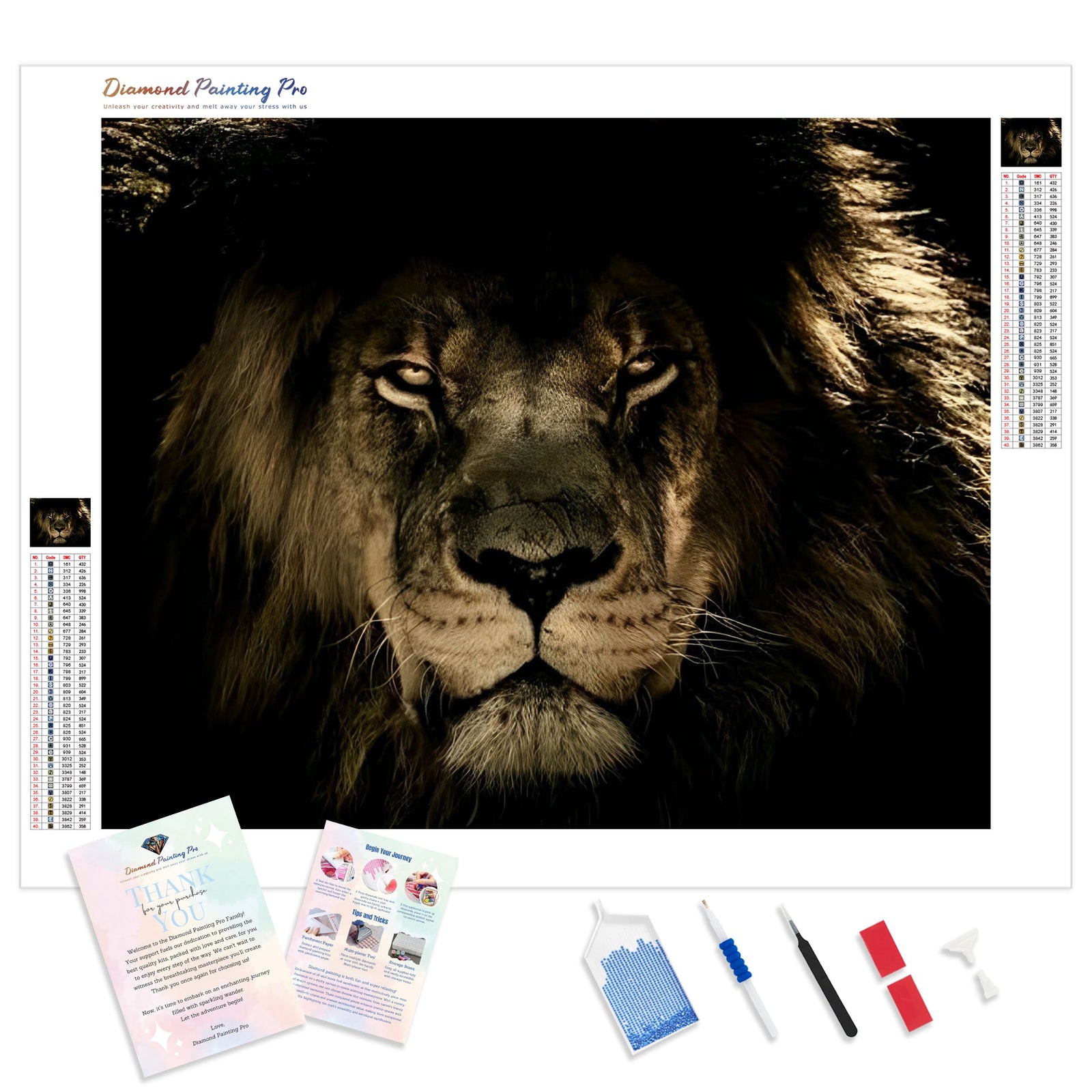 African Lion | Diamond Painting Kit - Full Drill - Square or Round Diamonds with AB Drills Option