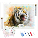 Fierce Tiger | Diamond Painting Kit - Full Drill - Square or Round Diamonds with AB Drills Option