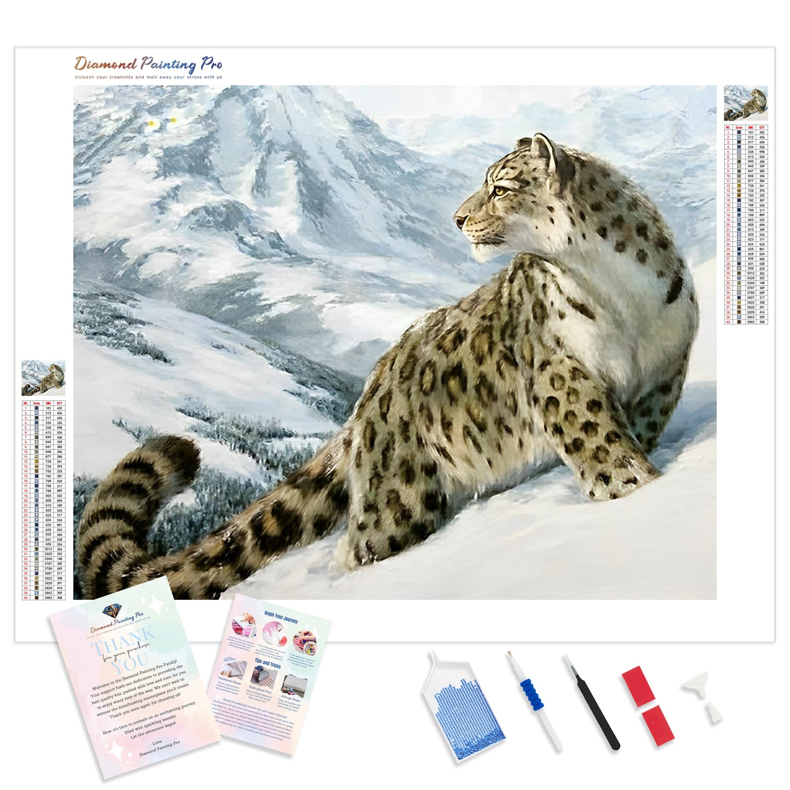 A Snow Cheetah | Diamond Painting Kit - Full Drill - Square or Round Diamonds with AB Drills Option