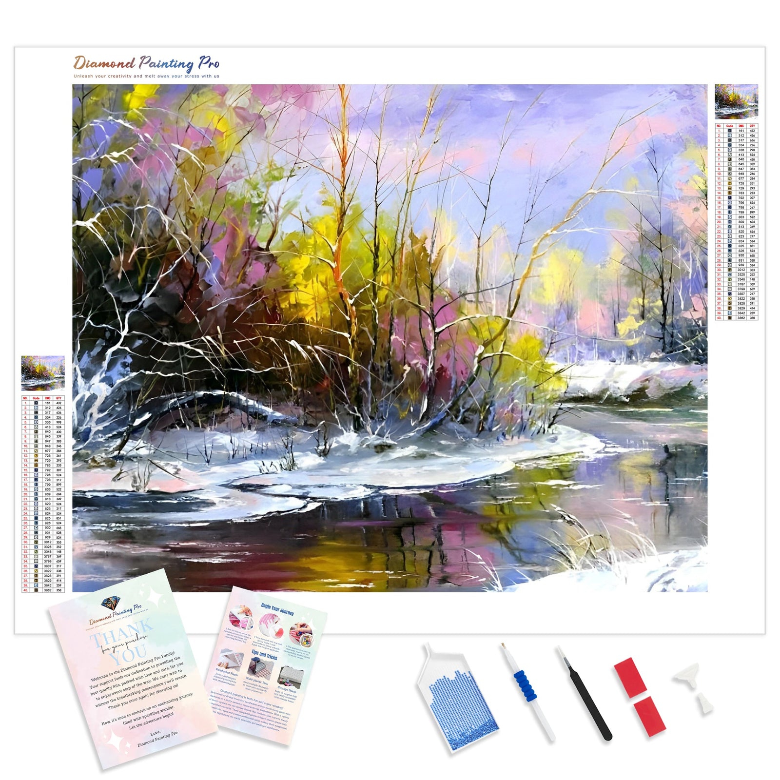 Winter Stream | Diamond Painting Kit - Full Drill - Square or Round Diamonds with AB Drills Option