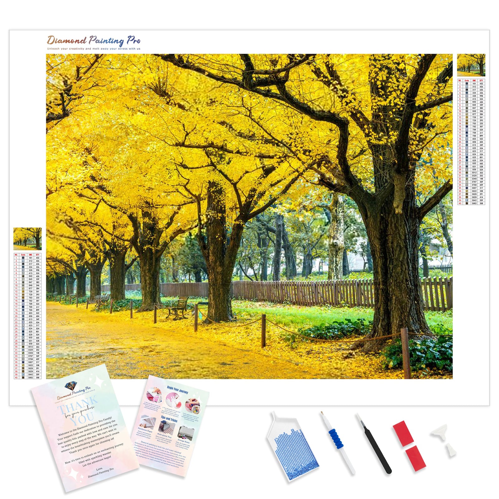 Yellow Ginkgo Trees | Diamond Painting Kit - Full Drill - Square or Round Diamonds with AB Drills Option