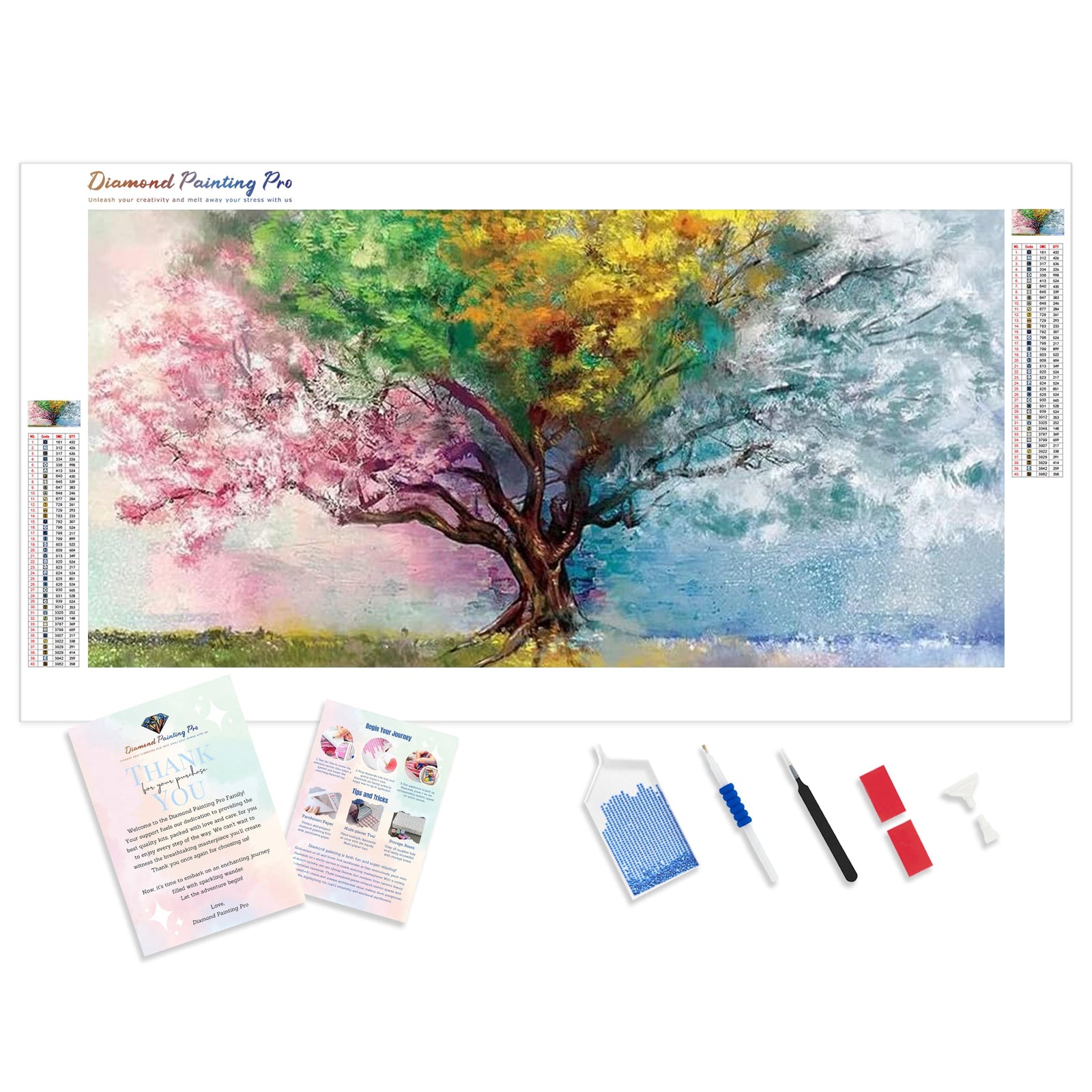 Abstract Watercolor Tree | Diamond Painting Kit - Full Drill - Square or Round Diamonds with AB Drills Option