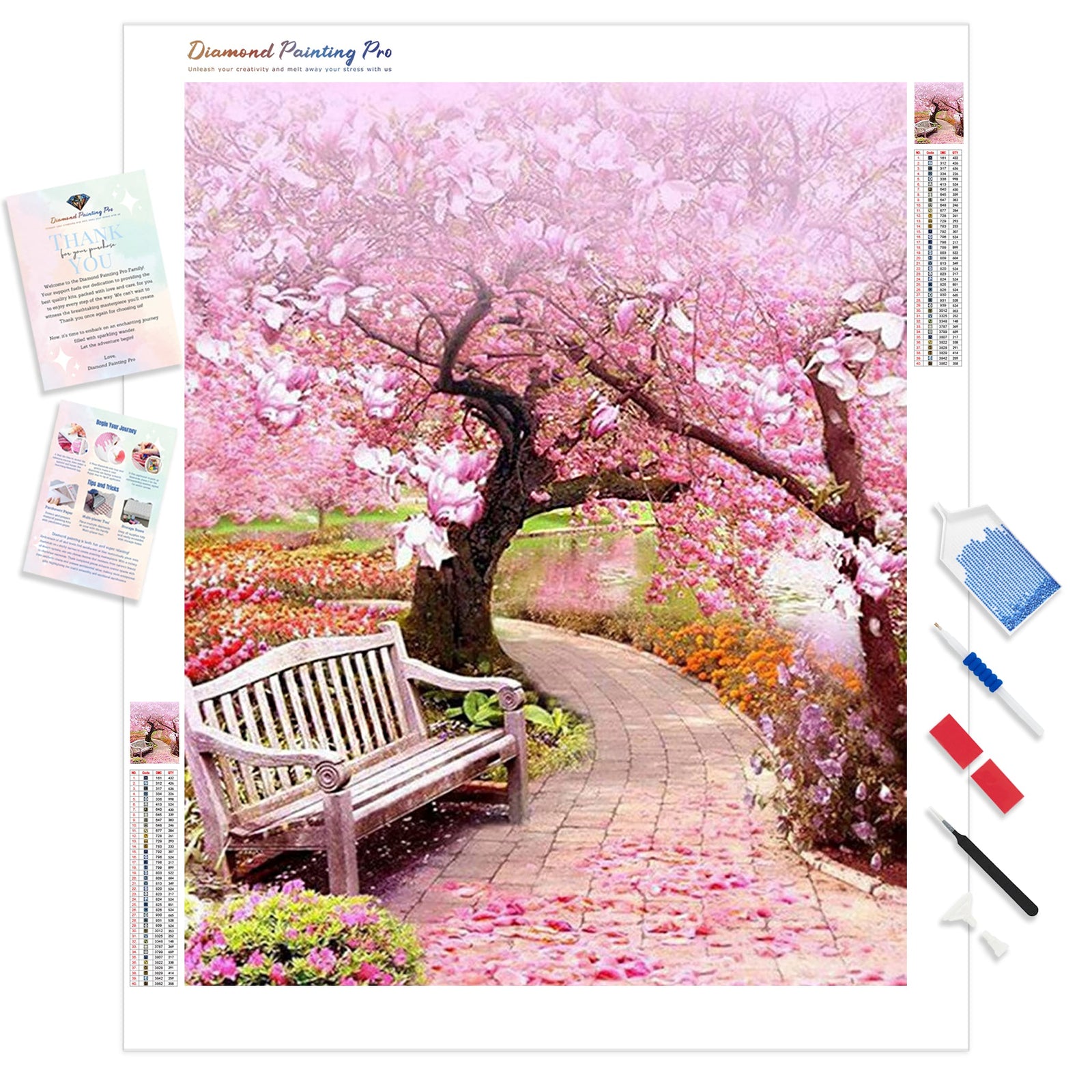 Cherry Blossom Natural | Diamond Painting Kit - Full Drill - Square or Round Diamonds with AB Drills Option