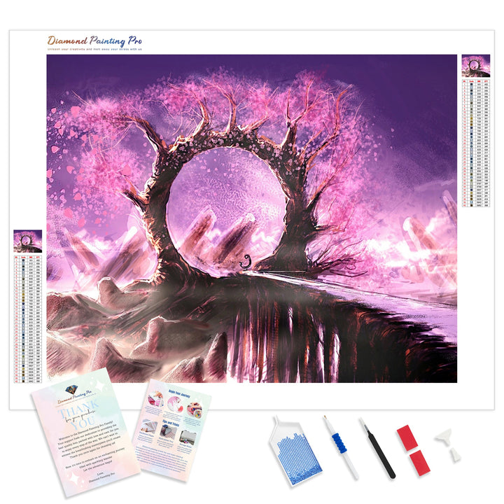 Cherry blossom pink tree door | Diamond Painting