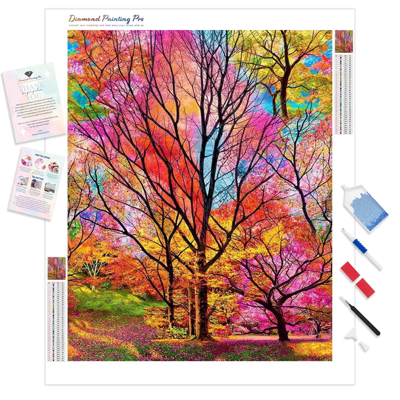 Rainbow Tree | Diamond Painting Kit - Full Drill - Square or Round Diamonds with AB Drills Option