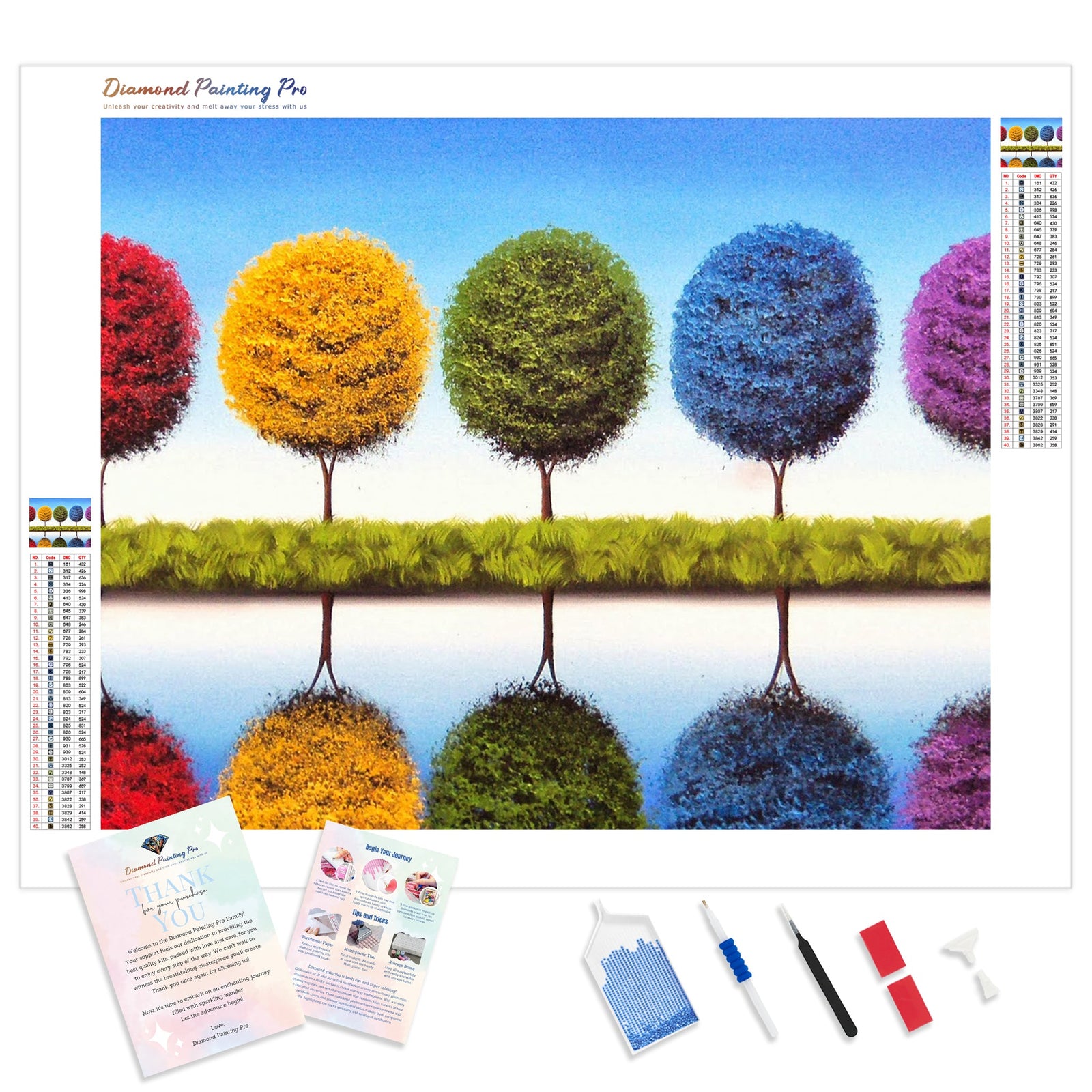 Reflection tree | Diamond Painting Kit - Full Drill - Square or Round Diamonds with AB Drills Option