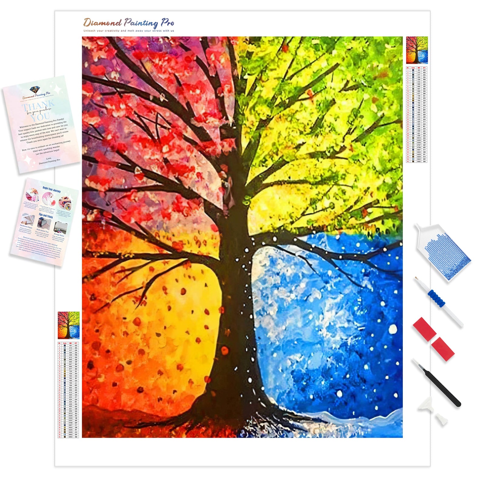 Four Season Tree | Diamond Painting Kit - Full Drill - Square or Round Diamonds with AB Drills Option