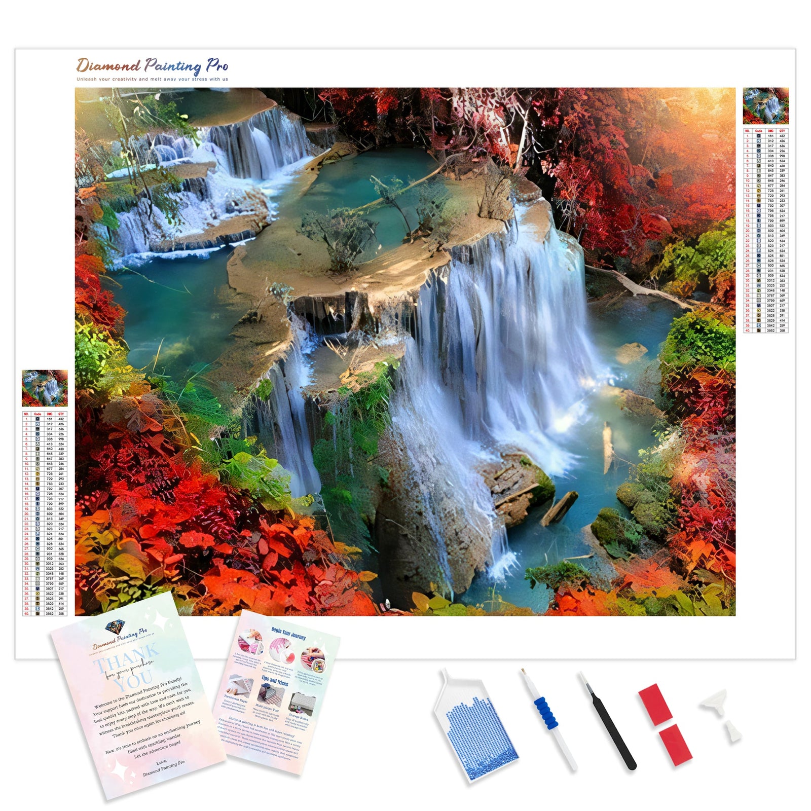 Autumn Waterfalls | Diamond Painting Kit - Full Drill - Square or Round Diamonds with AB Drills Option