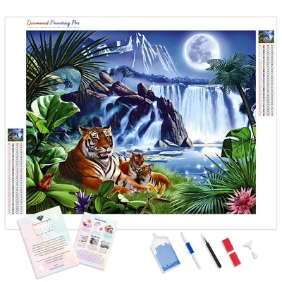 Moonlit Waterfalls | Diamond Painting Kit - Full Drill - Square or Round Diamonds with AB Drills Option