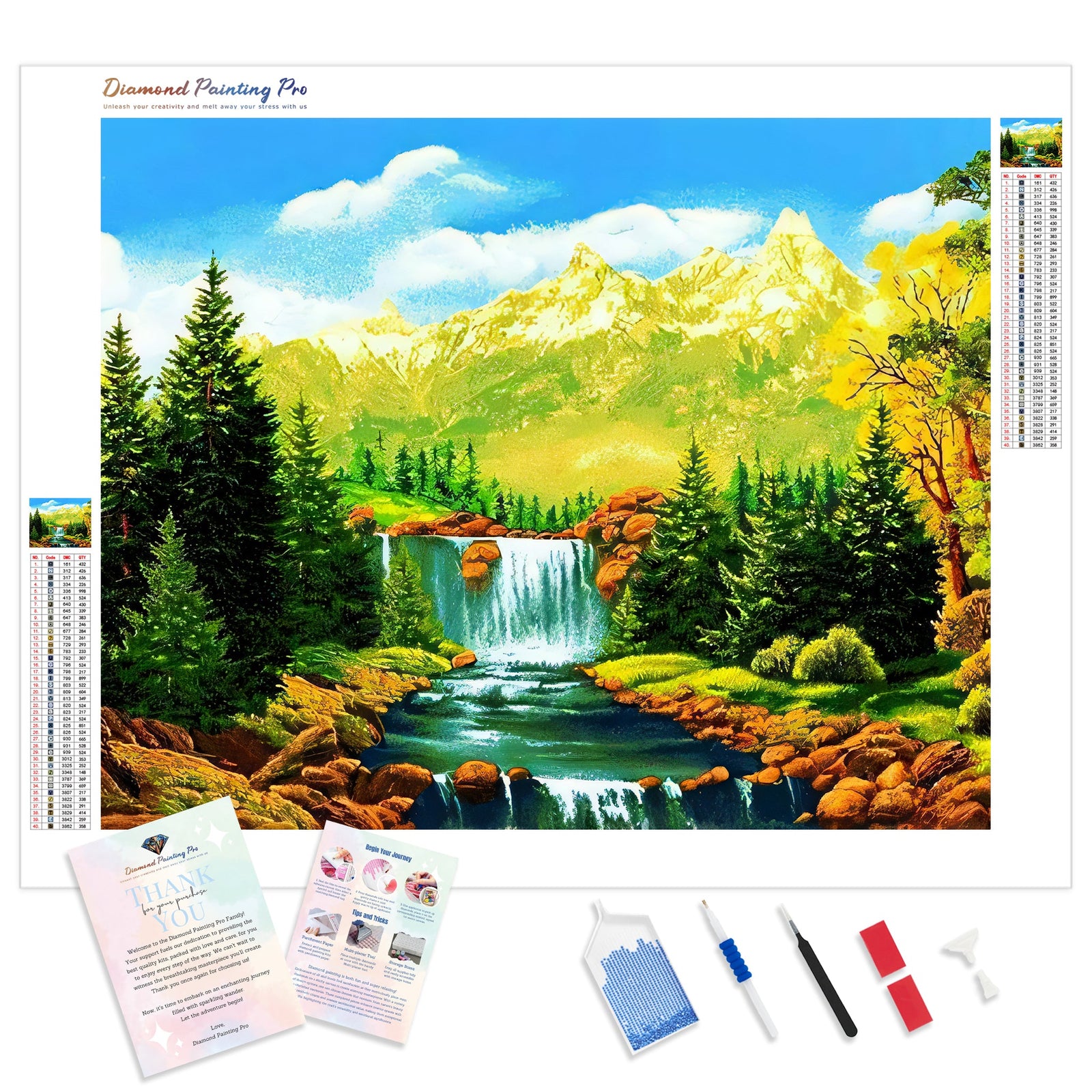 Tranquil Waterfalls | Diamond Painting Kit - Full Drill - Square or Round Diamonds with AB Drills Option